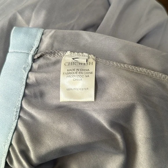 NWOT Chicwish 3D POSY LINED DOUBLE-LAYERED MESH MIDI SKIRT IN DUSTY BLUE XS - Picture 13 of 14